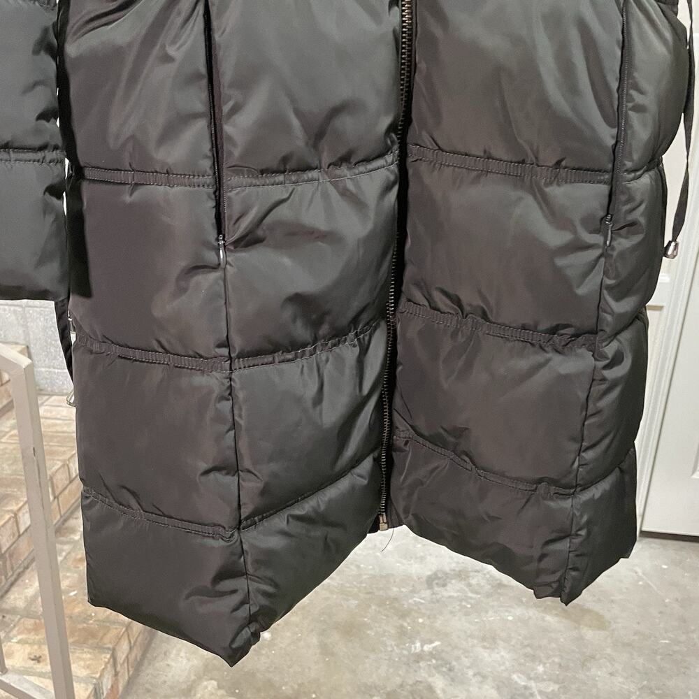 GUESS Puffer Coat Dark Green Women’s Medium Long Hooded Faux Fur Winter NWOT - Picture 2 of 14